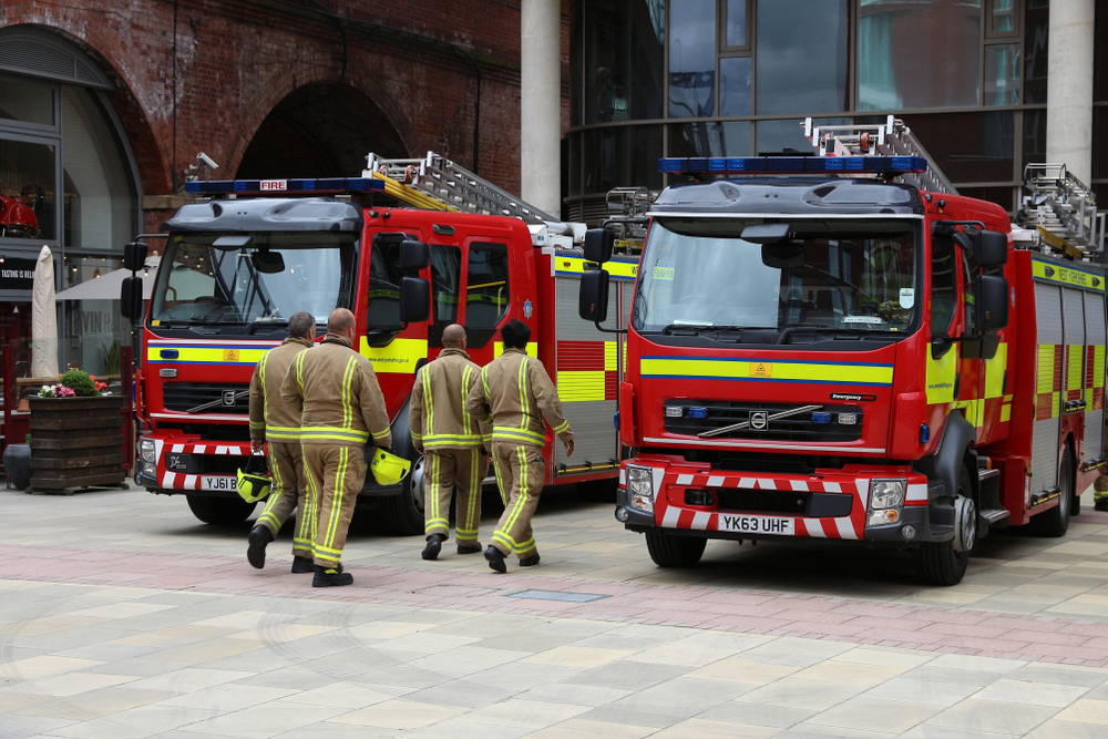 Leeds,,Uk,-,July,12,,2016:,Firefighters,Walk,To,Their