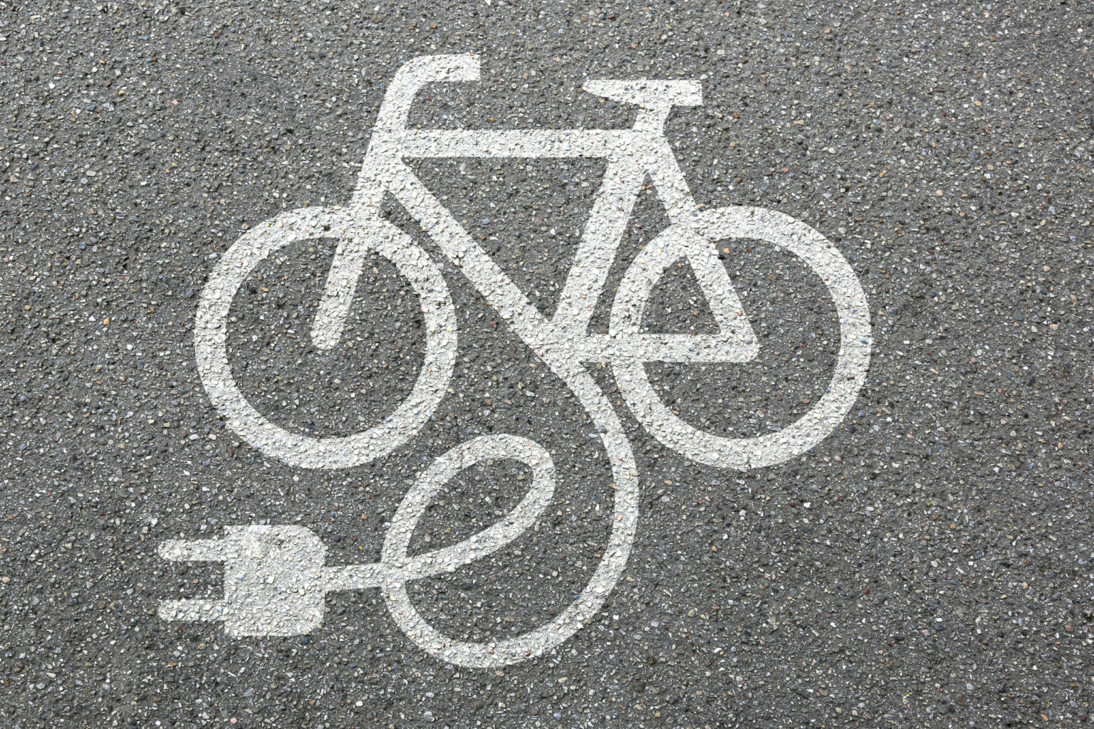 E-bike electric bike symbol on road
