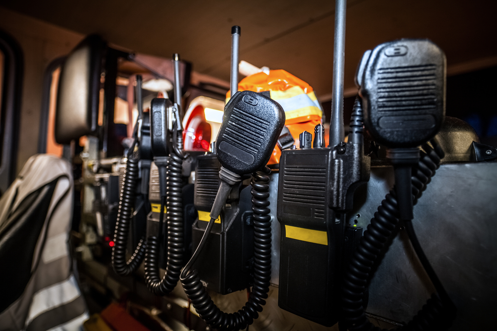 Firefighter,Equipment,In,A,Fire,Truck,With,Walkie,Talkie,And