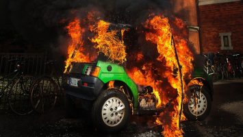 Electric Vehicle on Fire EV