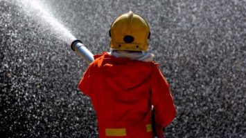 firefighting foam in action