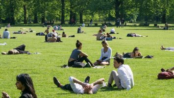 people in the park during a heatwave