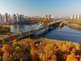 Railway,Bridge,Across,River,In,Khimki,City,,Russia