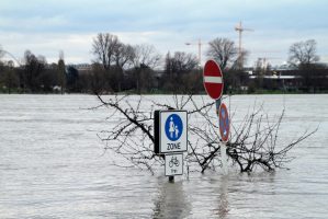 Extreme,Weather:,Flooded,Pedestrian,Zone,In,Cologne,,Germany
