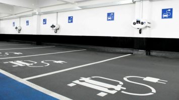 Electric,Car,Charging,Station,In,Indoor,Parking,Garage
