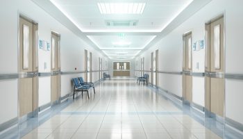 Long,Hospital,Bright,Corridor,With,Rooms,And,Blue,Seats,3d