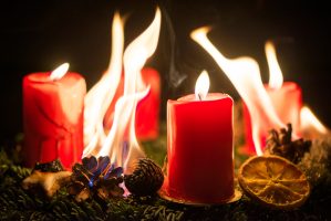 Danger,Of,Fire,Hazard,From,A,Burning,Advent,Wreath,During
