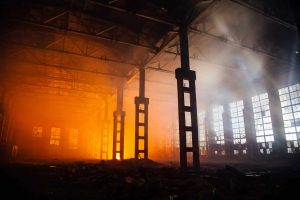 Fire,In,The,Factory.,Burned,By,Fire,Industrial,Building